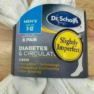 Dr. Scholl's Diabetes & Circulatory Crew Socks - 6 Pairs Men's Sz‎ 7-12